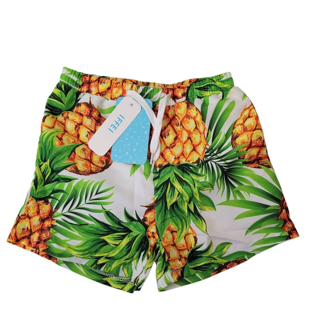 IFFEI Boys "Family Matching" Pineapple Print Swim Shorts, Size 3T-4T